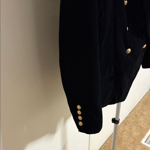 Sam Edelman Black Velvet Double-Breasted Blazer with Gold Buttons - Picture 5 of 11